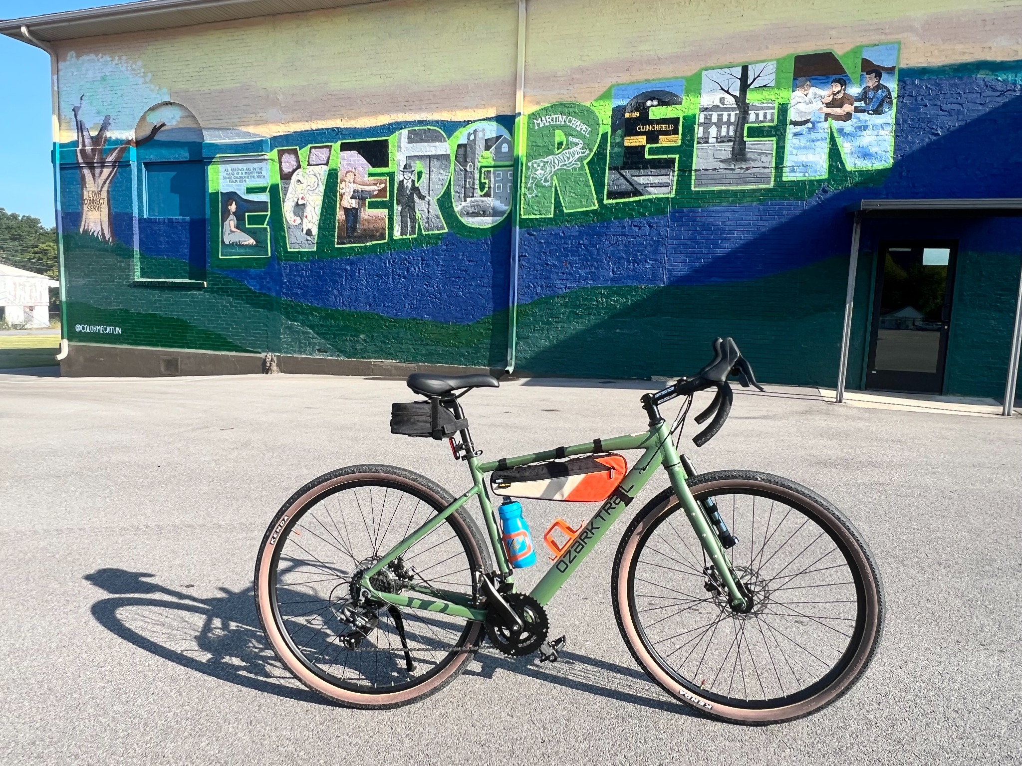 Bicycle photographed outside an Erwin mural