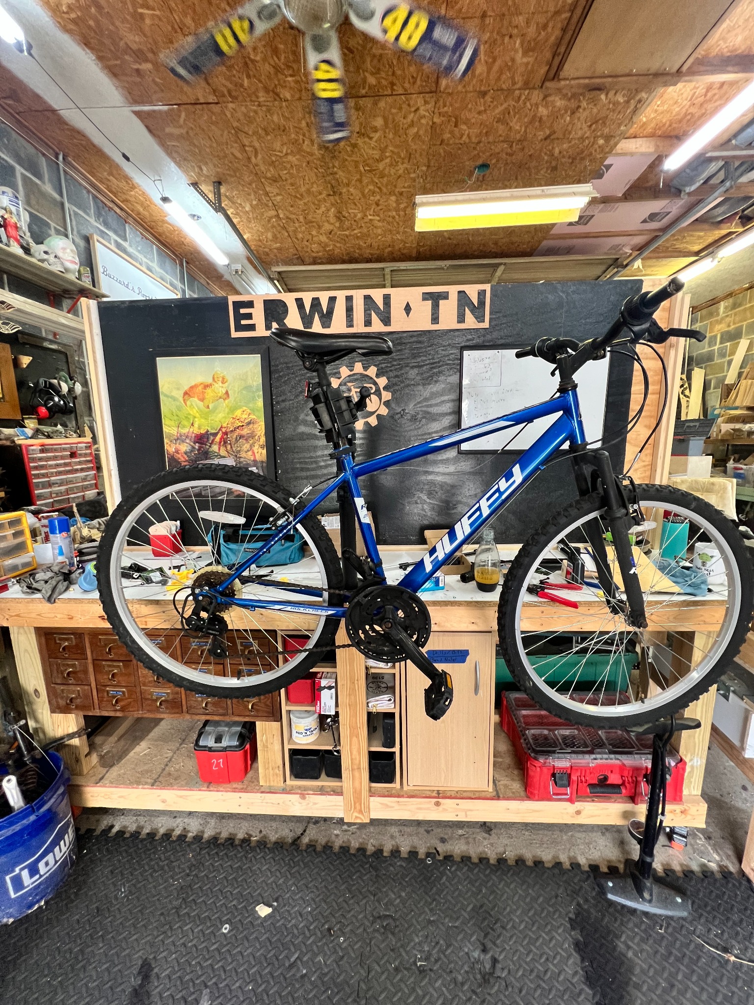 A used bicycle displayed inside Winfield’s shop